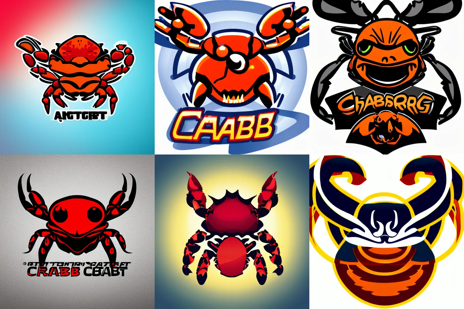 Prompt: beautiful detailed angry crab vector logo cybersport style