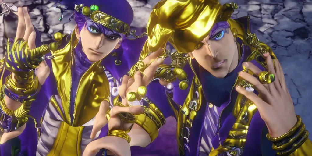 Image similar to jojo's bizarre adventure : golden wind, unreal engine 5, render, ray tracing