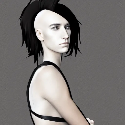 Prompt: androgynous self portrait by internet singularity v 1. 8. digital art. 2 0 3 7