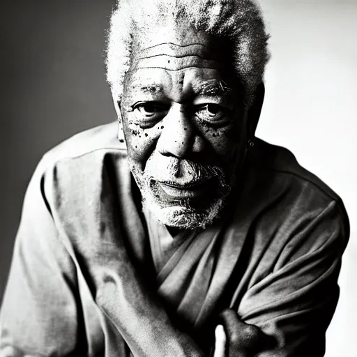 Prompt: “Photograph of Morgan Freeman by Annie Leibovitz, 4K, digital photography, portrait.”