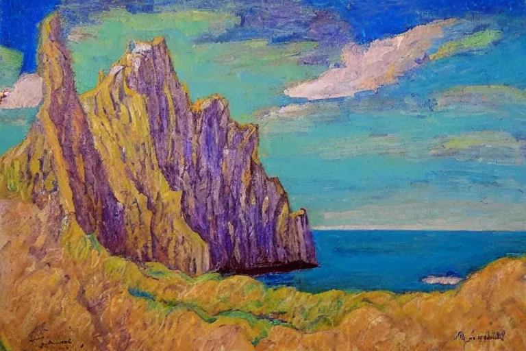 Prompt: seaside cliffs in the style of art nouveau