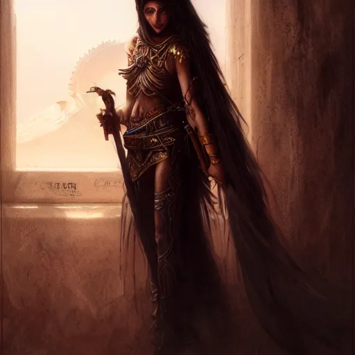 Image similar to arabian nights, character portrait, sharp, digital matte painting, art by luis royo, greg rutkowski, wlop, dramatic lighting, trending on artstation