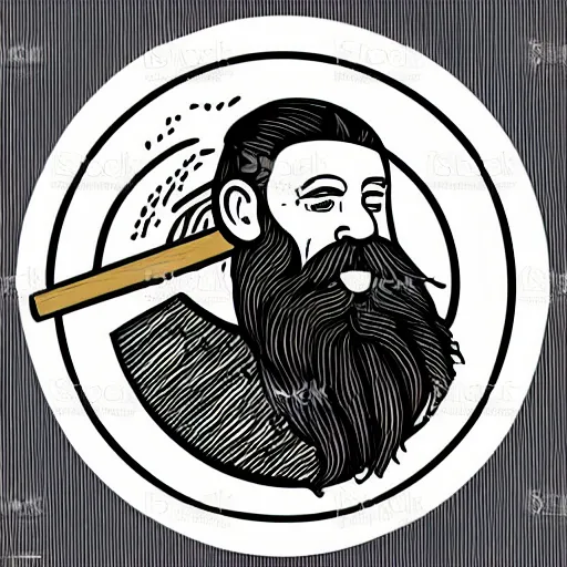 Image similar to wooden bowl, bearded man, woodlathe, vector art