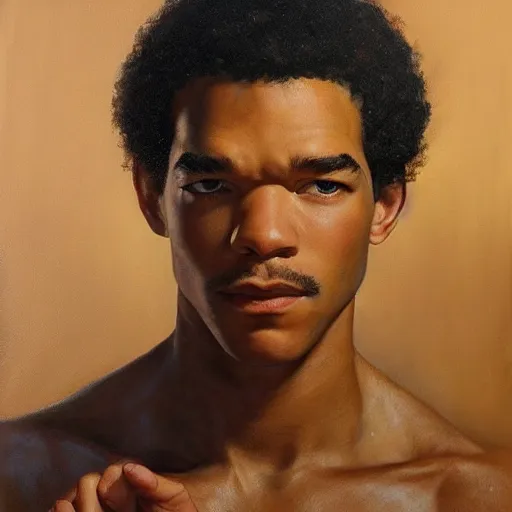 Prompt: ultra realistic portrait painting of justice smith, art by frank frazetta, 4 k, ultra realistic, highly detailed, epic lighting