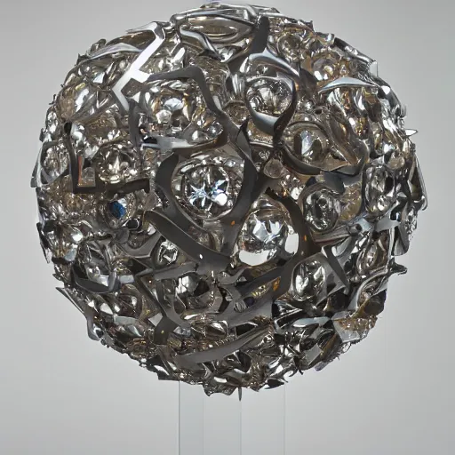 Image similar to lifelike by marcel duchamp, by takeshi obata raypunk, cubic zirconia. a variety of shapes & textures. the art installation is full of movement & energy, & the viewer can find new details with each look.