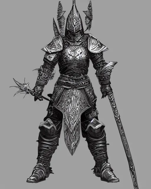 Image similar to fantasy warrior in full armor, line art, extremely clean, uncluttered, low-detail, trending on artstation,