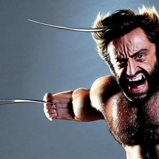 Image similar to danny devito wolverine action pose