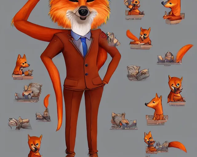 Image similar to award - winning extremely detailed fantasy art of a cute male anthropomorphic vulpes vulpes fulva teacher wearing themed suit working at a school, 4 k