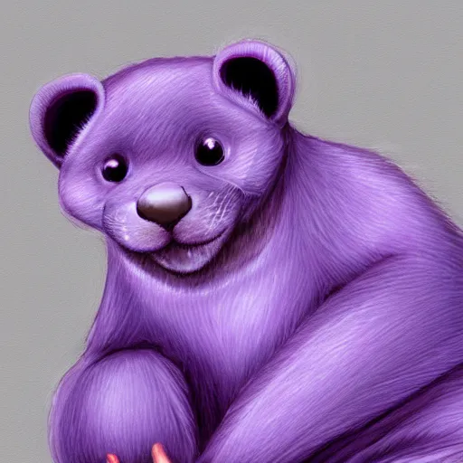 Image similar to a purple otter with antennas that is cute and professionally - drawn, furry fandom, furaffinity, digital painting, digital art, detailed, high - resolution