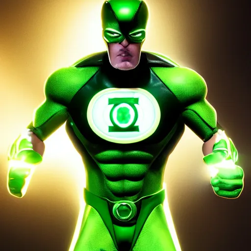 Image similar to A photo of green lantern performer by Jamie Foxx, Octane render, highly detailed, Movie CGI, hyper-realistic, 8K