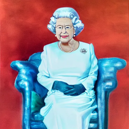Prompt: ultra realistic painting of queen elizabeth ii in the 1 9 8 9 city of tacoma, wearing a water soaked white short dress, looking into the camera with a smirk, art by ross draws, 4 k, ultra realistic, highly detailed, epic lighting