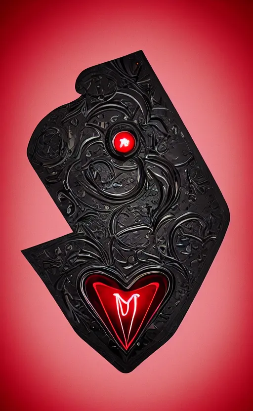 Image similar to a melting Roman numeral clock, behind a red and black gradient background, awith a black heart shaped on the top left corner and a black diamond card shape in the bottom right corner, dynamic lighting, photorealistic fantasy concept art, trending on art station, stunning visuals, cinematic, creative, ultra detailed