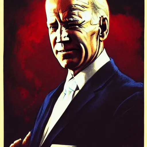 Image similar to joe biden ascendant, by j. c. leyendecker and beksinski