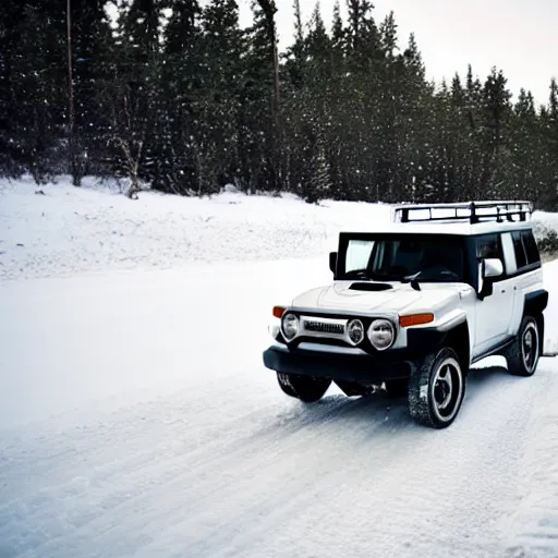 Image similar to a toyota fj cruiser, on an ice road