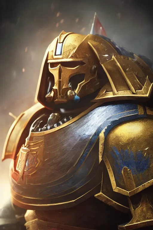 Image similar to armor portrait heros warhammer 4 0 k horus heresy fanart - the primarchs emperor by johannes helgeson animated with vfx concept artist & illustrator global illumination ray tracing hdr fanart arstation zbrush central hardmesh 8 k octane renderer