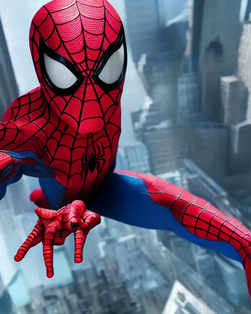 Image similar to A photo of an live-action animated SpiderMan movie starring emma watson. Emma watson face reveal. rendered in Unreal Engine, 8K concept art, detailed, cohesive, mixed media, volumetric lighting, ambient occlusion, 8K 3D, shot on Kodak Ektar