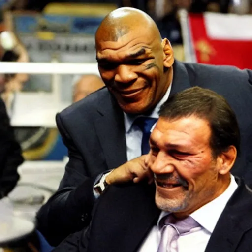 Image similar to spanish mariano rajoy with a k. o. against mike tyson