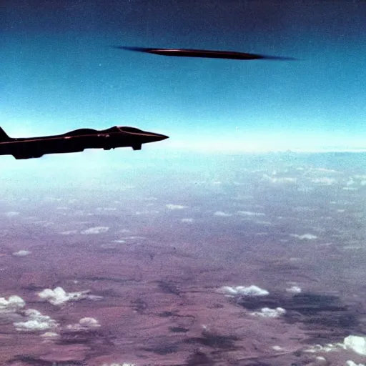 Image similar to a B1-B bomber being chased by a UFO