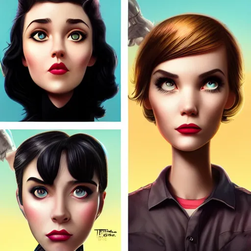 Image similar to Lofi actress headshot, Pixar style by Tristan Eaton and Stanley Artgerm and Tom Bagshaw and Tim Burton