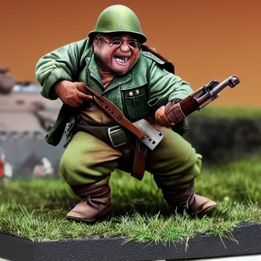 Image similar to danny devito painted wargaming miniature, bolt action, higly detailed, 4 k