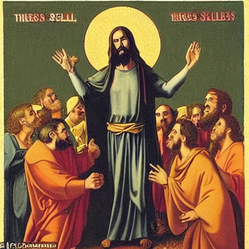 Image similar to business Jesus presenting abysmal sales figures in front of angry shareholder’s threatening to crucify him