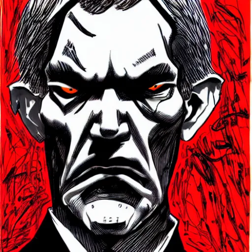 Image similar to Jerome Powell looking sinister, by Tsutomu Nihei, highly detailed