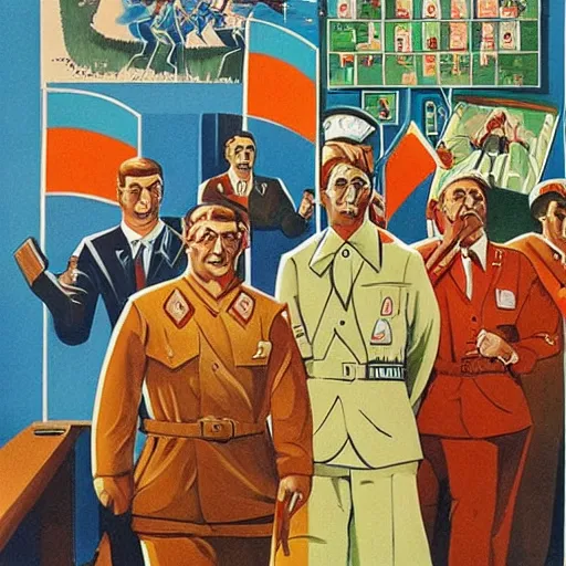 Image similar to a detailed and complex, highly detailed, concept art, soviet propaganda poster depicting glorious office workers. painting by irakli toidze