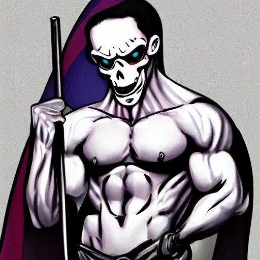 Image similar to Gay Grim Reaper, muscled, Rainbow scheme, artstation