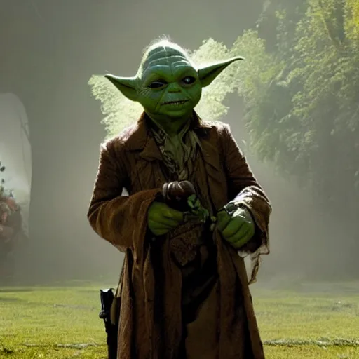 Prompt: stunning awe inspiring johnny depp playing yoda, movie still 8 k hdr atmospheric lighting