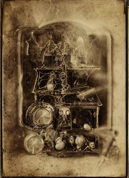 Prompt: old wetplate daguerreotype birth of and ending of time, fractal, intricate, elegant, highly detailed, parallax, leica, medium format, subsurface scattering, by jheronimus bosch and greg rutkowski and louis jacques mande daguerre