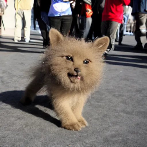 Prompt: LOS ANGELES CA, JAN 8 2010: One of the attentive huggable fluffy creatures that emerged from the opening of the awesomeportal.