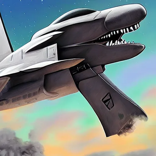 Prompt: a detailed digital art painting of a trex dinosaur piloting a fighter jet