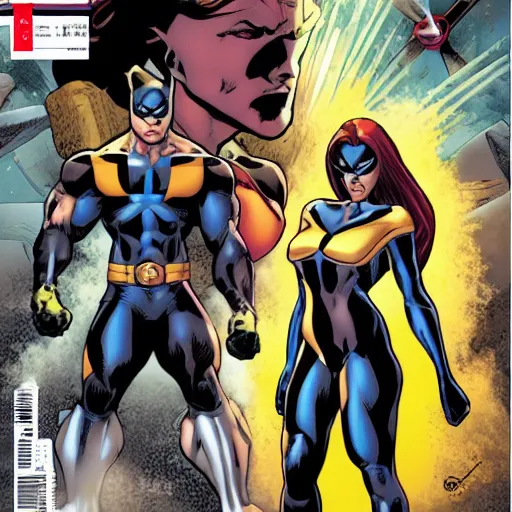 Image similar to X-men cover by Rob Lee, rob Lee, rob Lee, rob Lee, pouches, straps, pockets