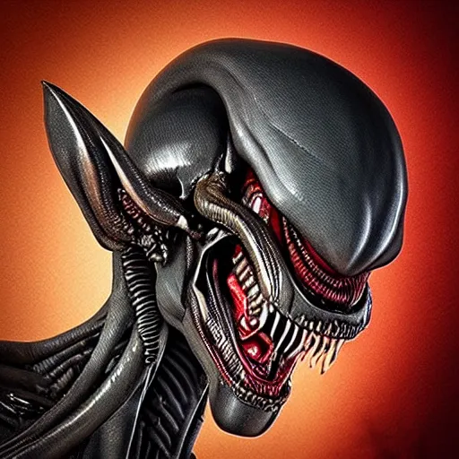 Image similar to “Alien, xenomorph, god of death, dark, evil, fantasy, intricate detail , realistic render”