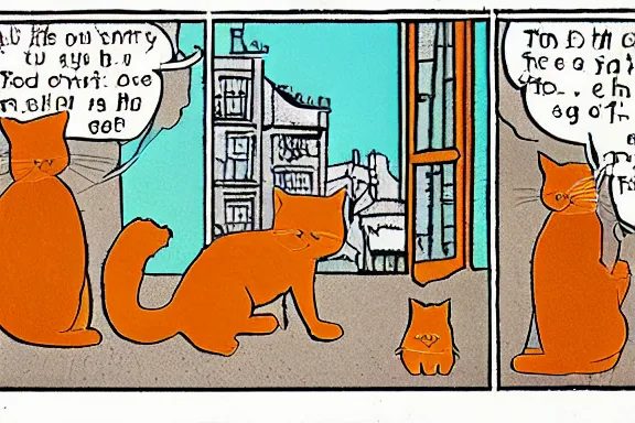 Image similar to a very intricate panel of the comic heathcliff starring heathcliff the orange cat, award - winning crisp details