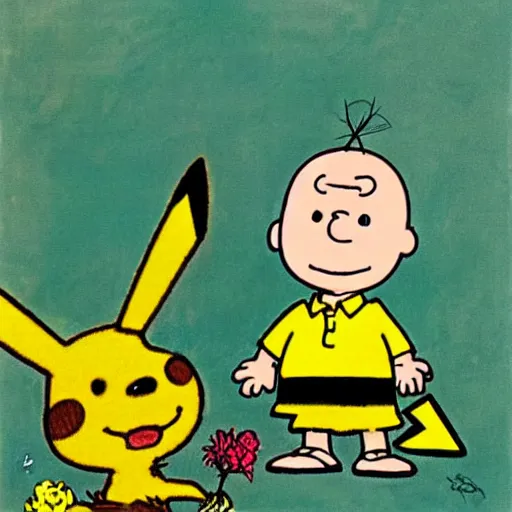 Image similar to charlie brown as pikachu artwork by affandi