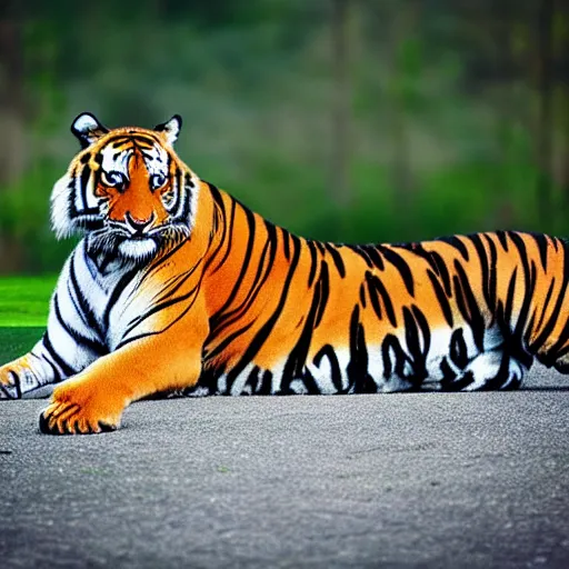 Prompt: “tiger stretching facing towards the camera, photo realism, 8k”