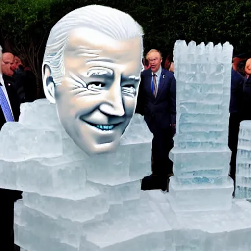 Image similar to joe biden ice sculpture, award winning