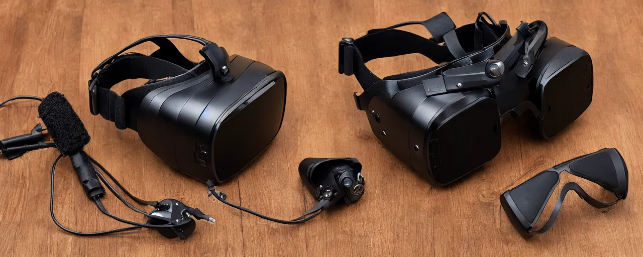 Image similar to advanced complex steampunk VR headset