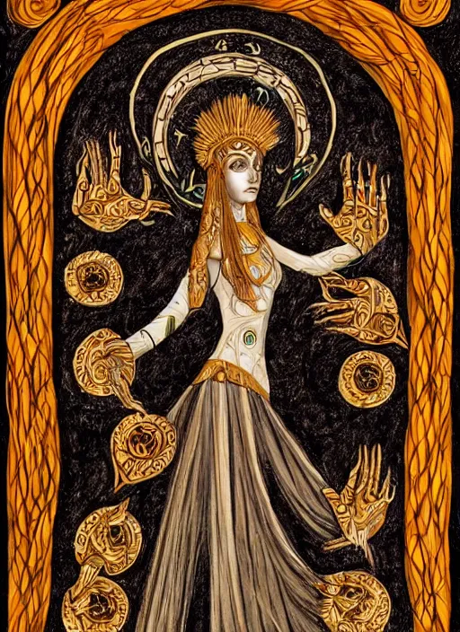 Prompt: marana : marzanna : mara : slavic goddess with six arms, detailed, cinematic, 4 k, intricate, rule of thirds