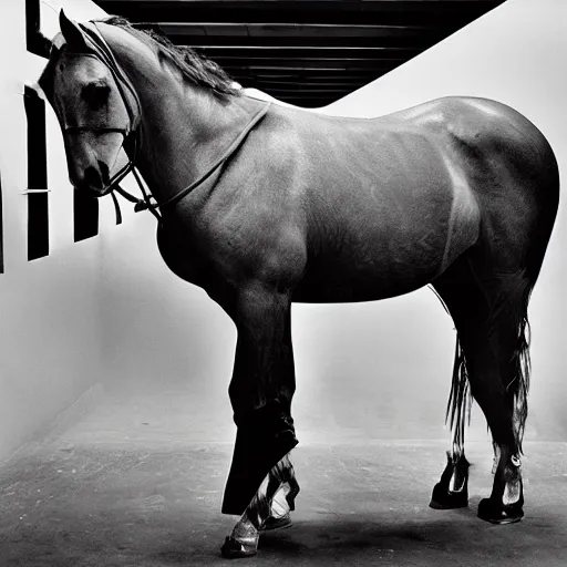 Prompt: steel horse by annie leibovitz