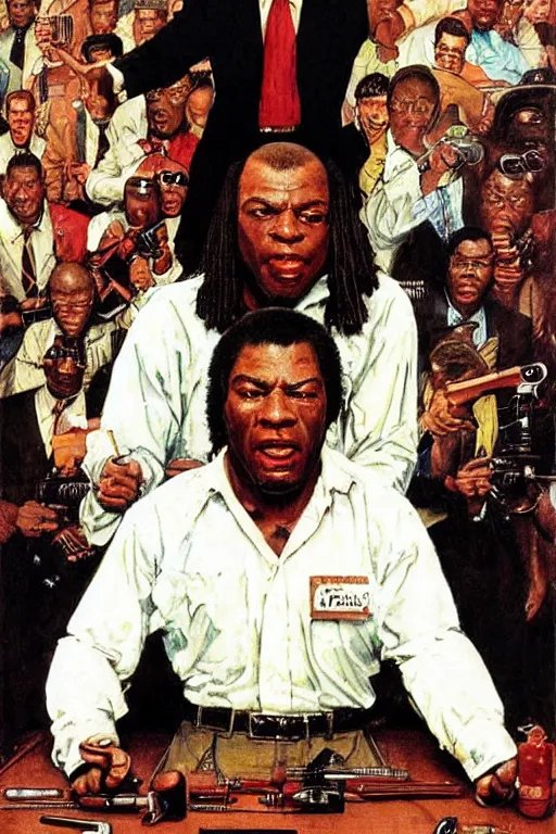 Image similar to Marcellus Wallace from Pulp Fiction painted by Norman Rockwell