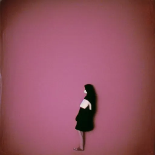 Prompt: a pink shadow human shaped on a wall, polaroid photo, by warhol, mystical, surreal,