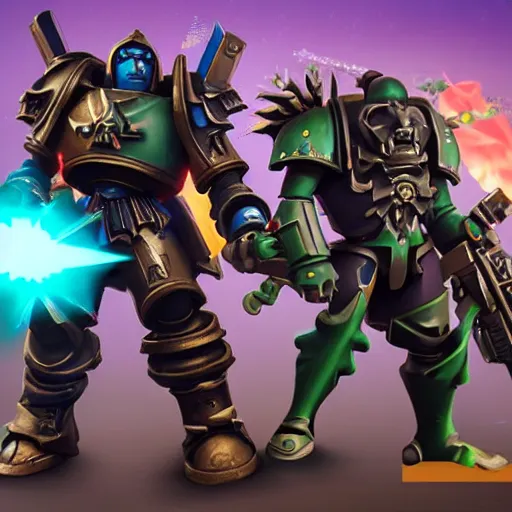 Image similar to warhammer 4 0 k in fortnite, collab