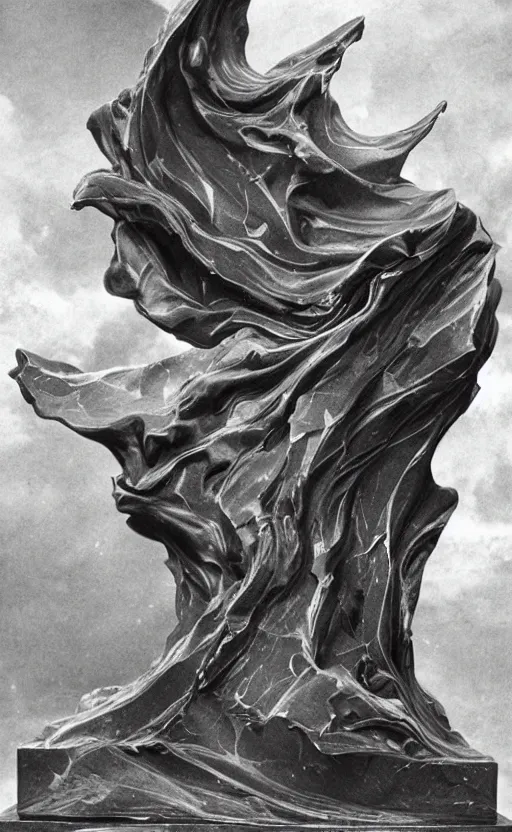 Image similar to lightning bolt black marble sculpture by gustave dore