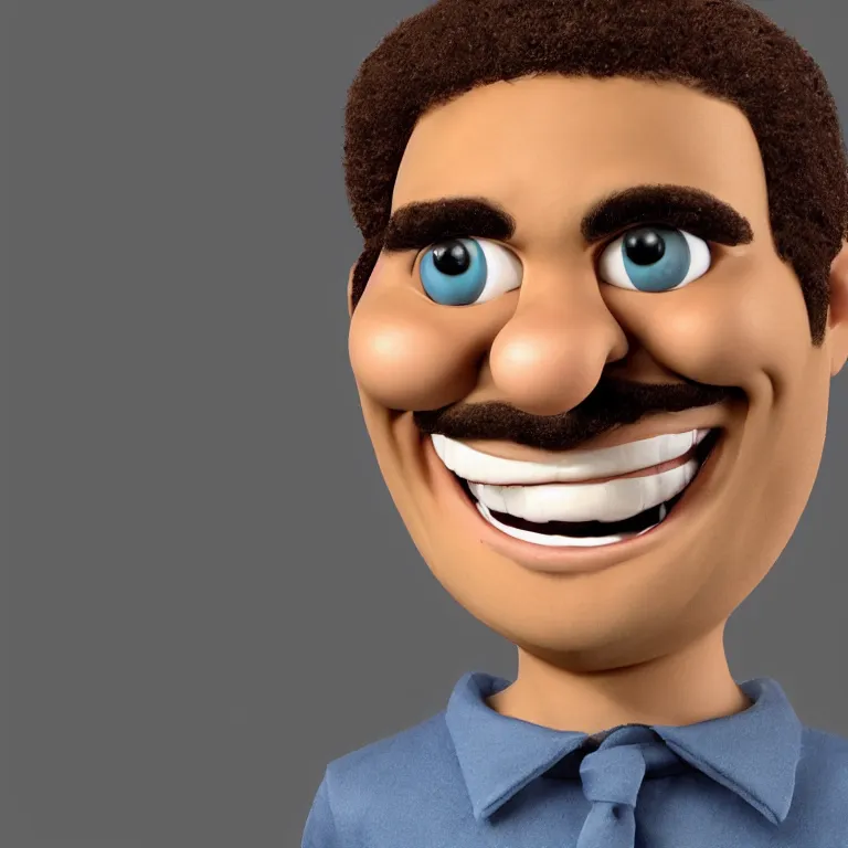 Image similar to claymation devin montes smiling cartoon head shot, face close up, profile picture