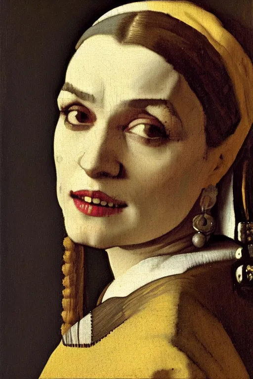 Image similar to johannes vermeer portrait of rachel weisz, baroque