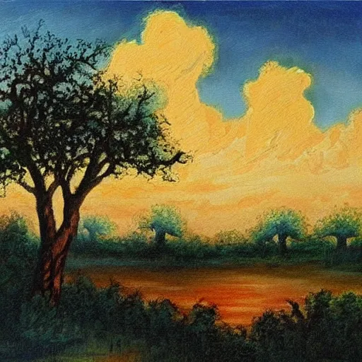 Image similar to the Texas revolution, beautiful painting by Bob Ross