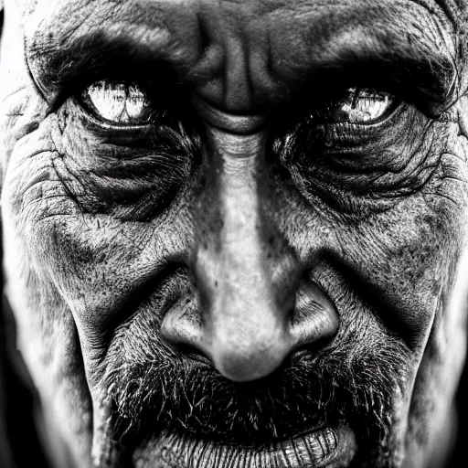 Prompt: portrait of 40-year-old Moe Sizlac in the style of Lee Jeffries, award-winning, detailed, 82 mm sigma art, close up