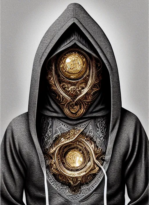 Image similar to guy with hoodie hiding on papercraft, realistic, surealism, lavish, steep, aesthetic, extravagant, shiny, fantasy, intricate, elegant, extremely higly detailed, digital painting, artstation, ornate, grotesque, baroque, concept art, smooth, sharp focus, full body focus, street wear digital art